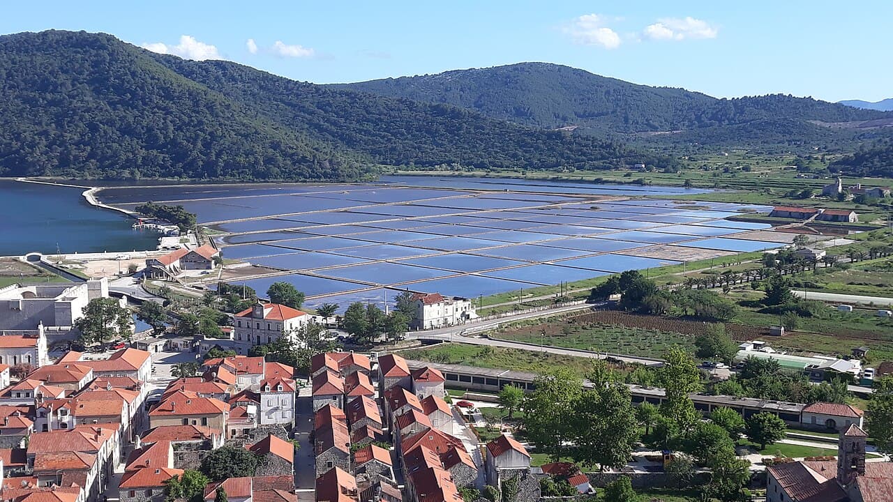 Ston town and the salt pans seen from the walls