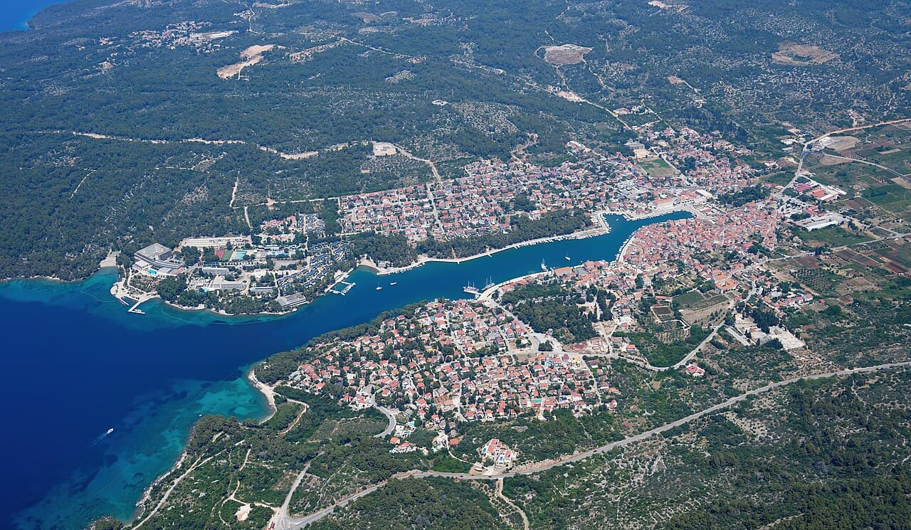 Aerial view of Stari Grad, island of Hvar, Croatia
