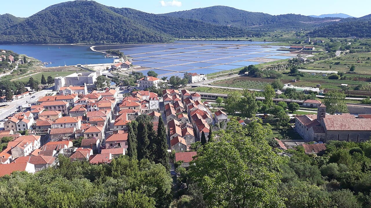 Ston town and the salt pans seen from the town walls